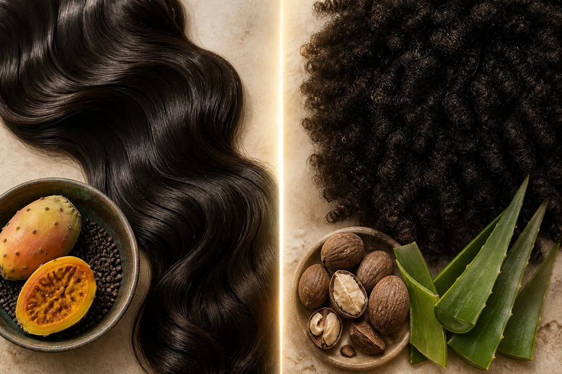 Comparaison visuelle entre texture ondulée et texture crépue