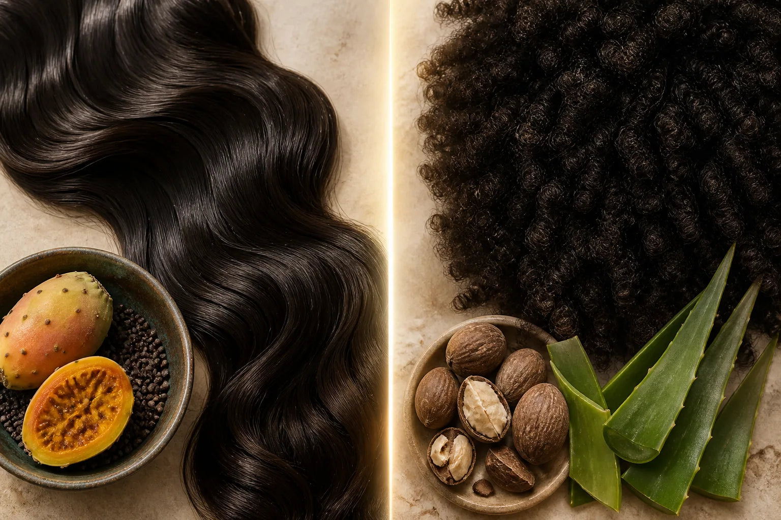 Comparaison visuelle entre texture ondulée et texture crépue